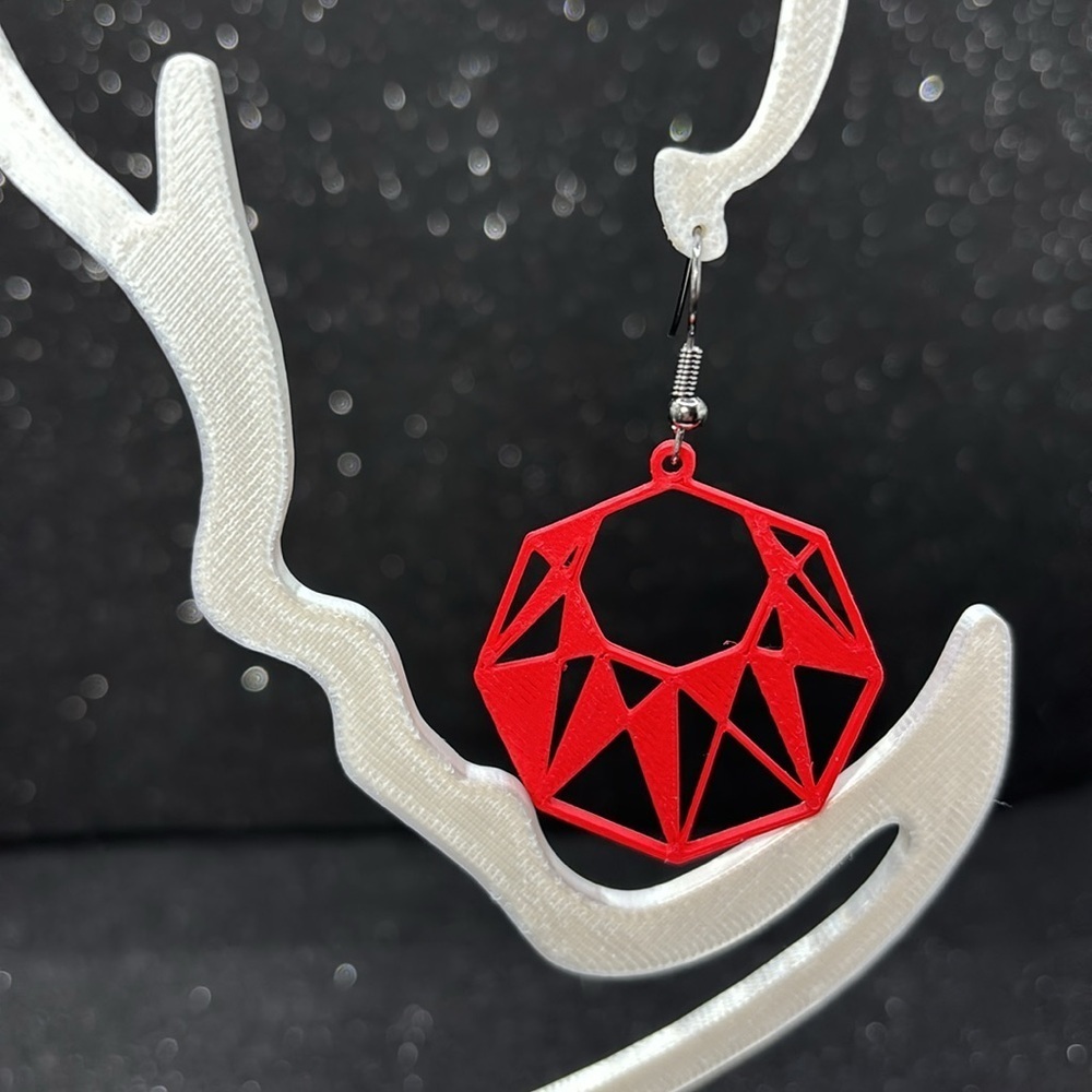 The Bold Geometry Red Earrings - Picture 5 of 6
